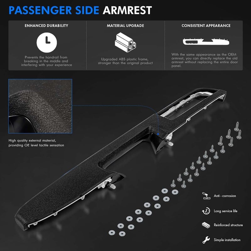 RHAOCZIYAUTO 80994 Front Right Passenger Side Armrest Repair Kit Fit for Chevy Silverado Suburban Tahoe Avalanche For GMC Sierra Yukon 2010-2014 Door Panel with Release Handle Above Armrest - Black - GM# 84127325 - Image 4